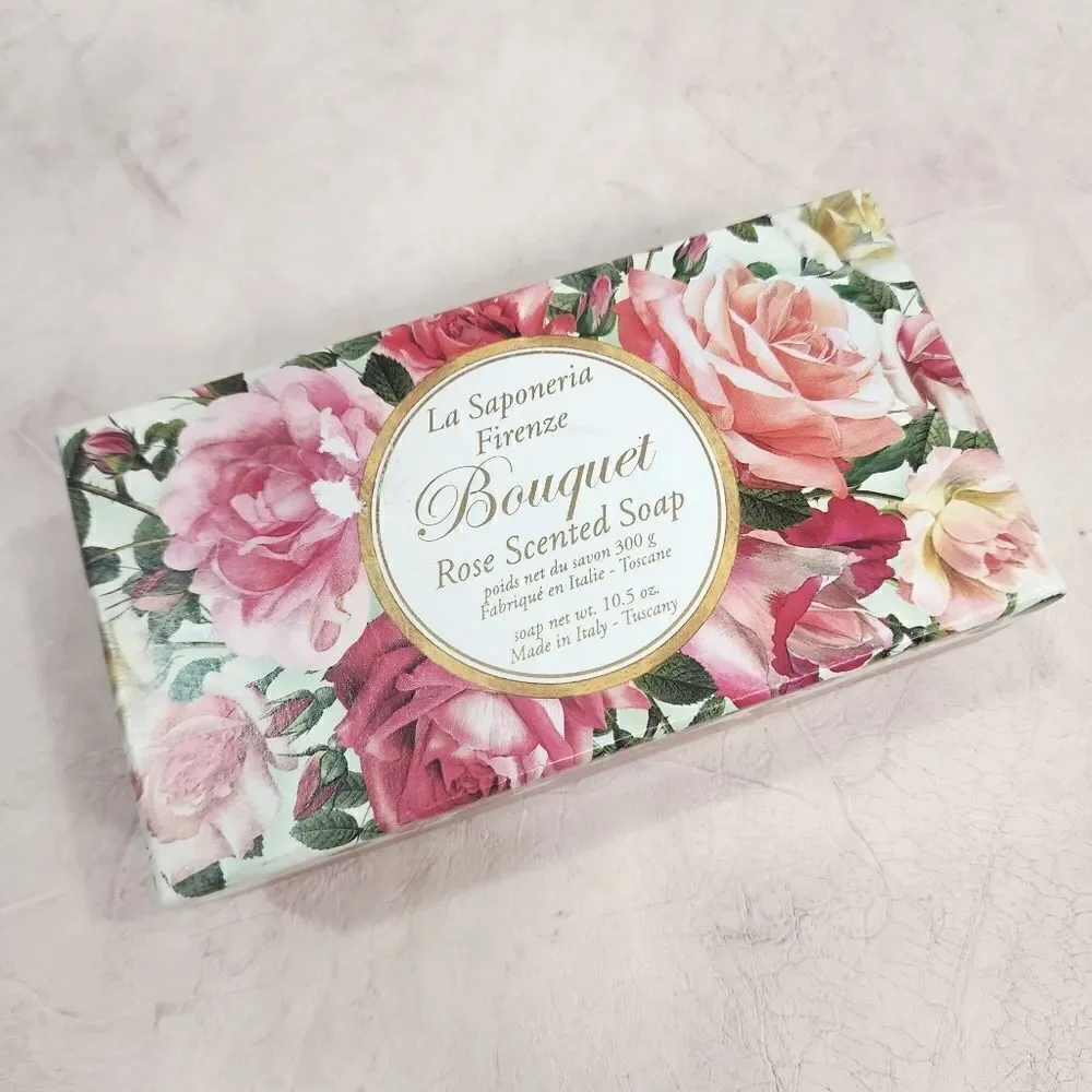 NEW La Saponeria 10.5 oz Firenze Bouquet Rose Scented Soap Made in Tuscany Italy